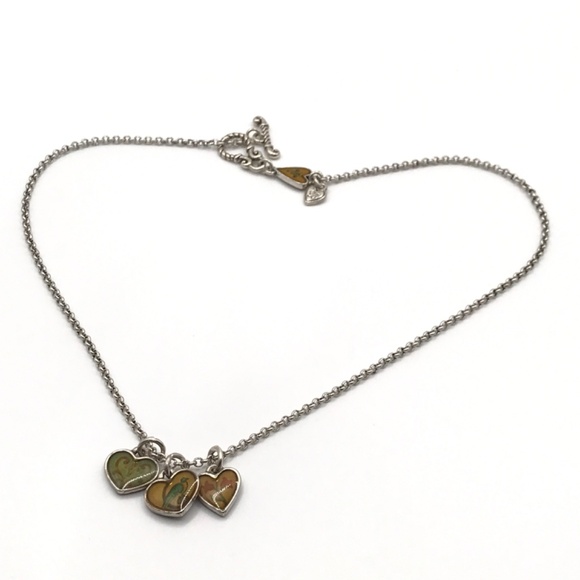 Brighton Pendant Necklace Vintage Italian Art Style Floral Hearts Reversible 18" - Picture 7 of 11